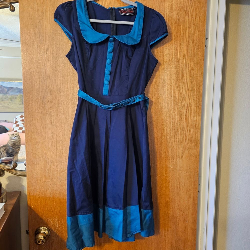 Voodoo Vixen Teal and Navy Dress - Picture 2 of 8